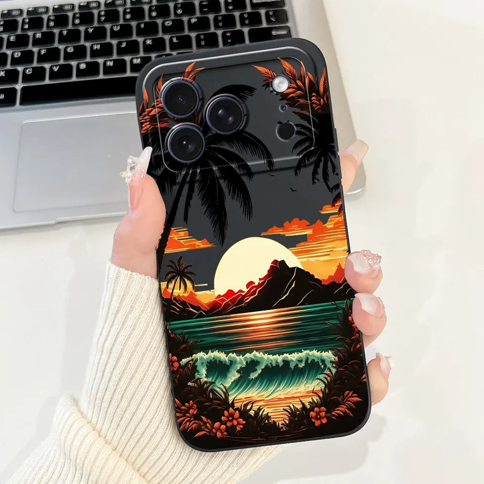 For iPhone 17 Pro Case Silicone Luxury Flowers Cute Kawaii Funny Painted Cover For iP 17 Pro Phone Case A3256 A3522 A3523 A3524