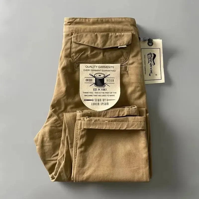 American Style Pure Cotton Heavy Duty Cargo Pants for Men Anti-Dirt Anti-Wear Loose Straight Leg Casual Pants Footwear