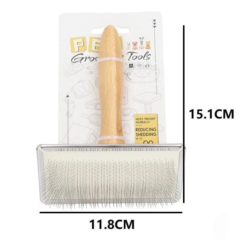 Dog Comb Solid Wood Dog Brush Pet Hair Remover Massage Cat Brush Pet Grooming Stainless Steel Combs for Cats Hair Knot Opening
