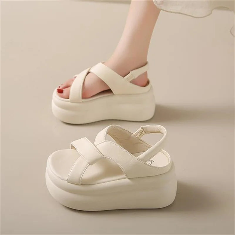 Size 33-40 Shoes for Women Summer Fashion Women Retro Beach Sandals Round Toe Comfortable Casual Shoes Platform Sandals