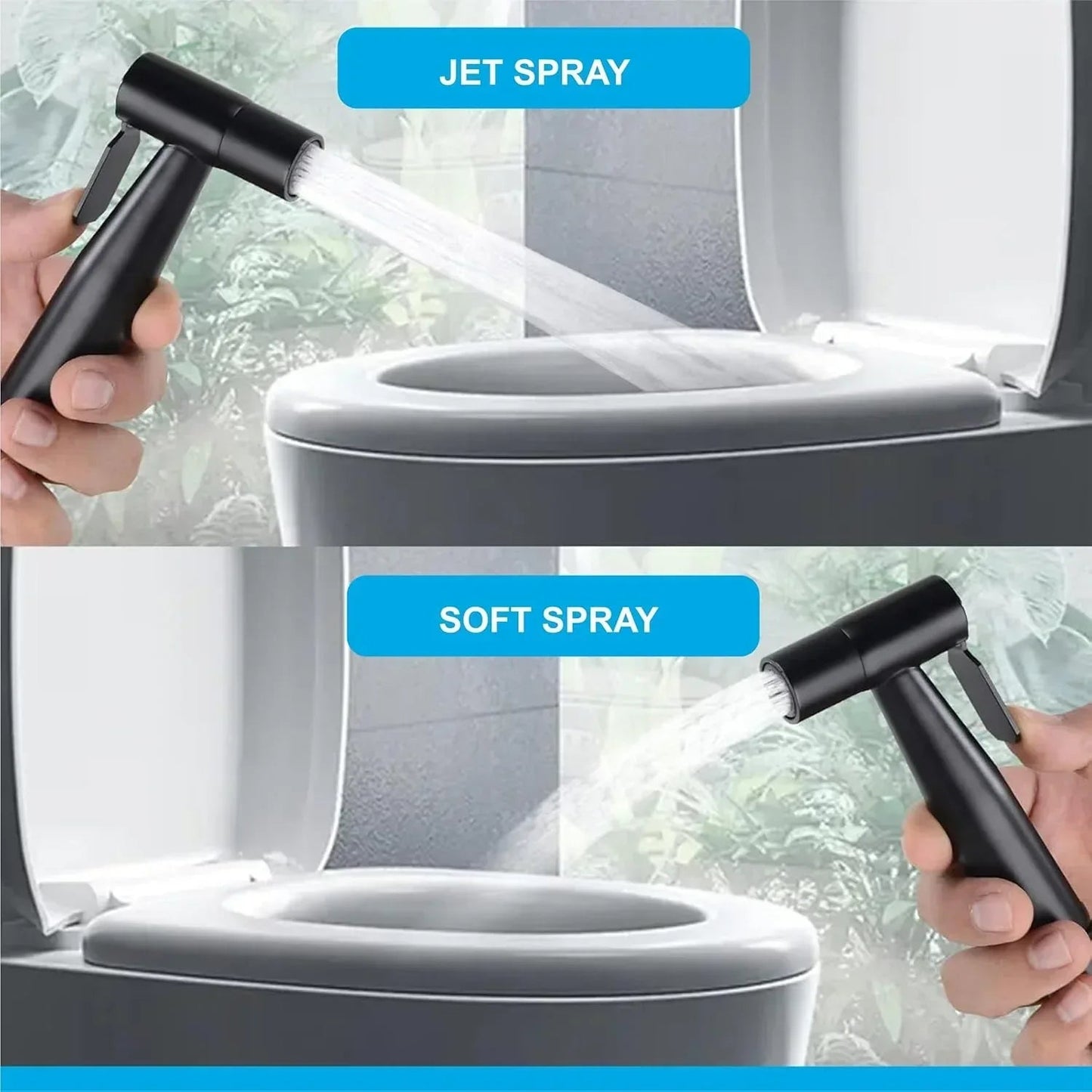 Steelo Stainless Steel Health Faucet with Flexible ABS Spring Hose pipe - 1 Metar Black