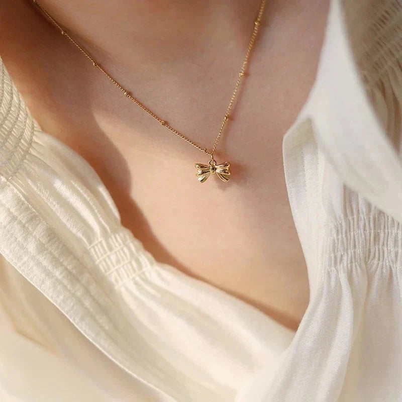 Dainty Bow Pendant Necklace - Sori Style