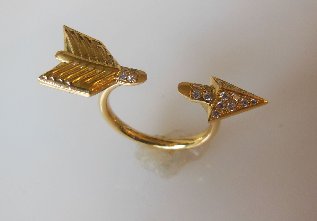 Custom Design: Illusion Piercing Arrow Ring-14K gold & diamonds-19