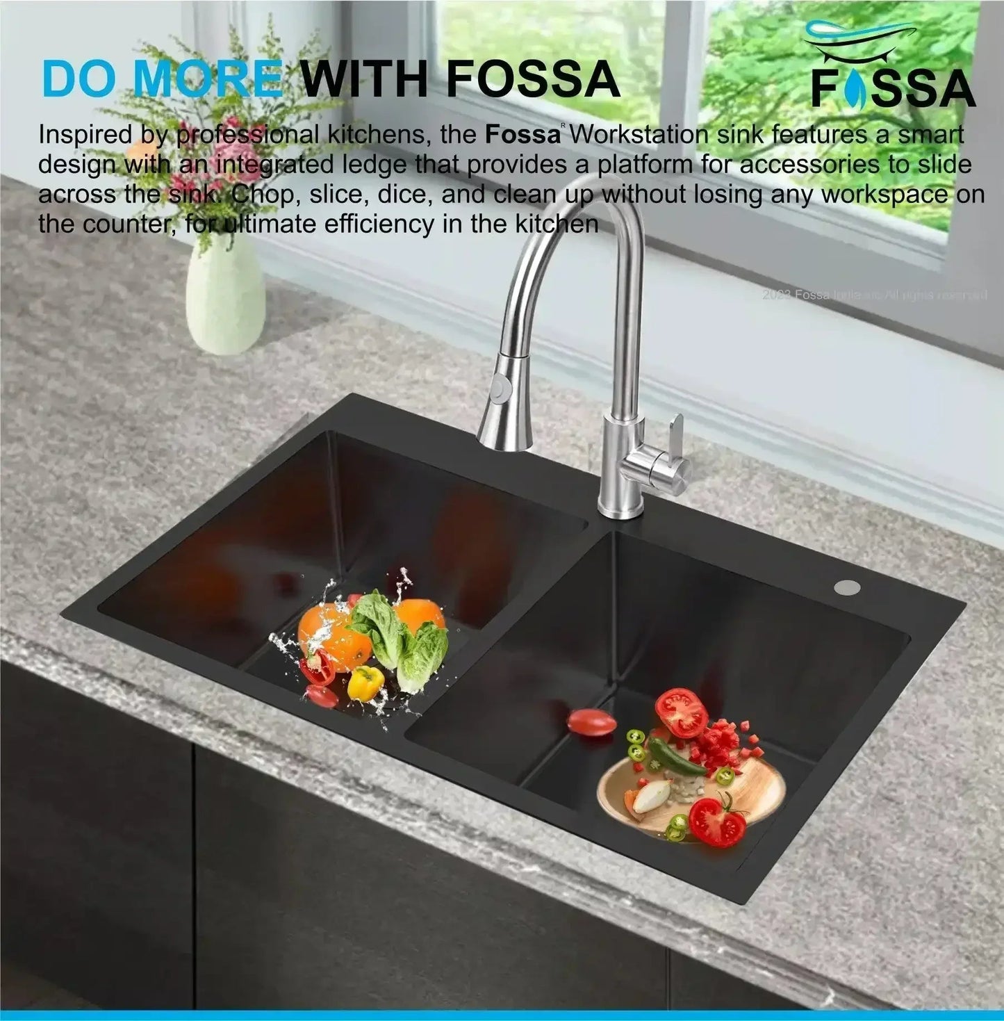 304 Handmade (45"x20"x10) Inch Stainless Steel Double Bowl Black Kitchen Sink With Tap Hole