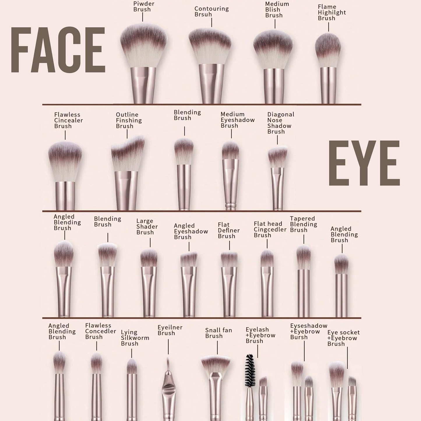 55Pcs Brown Makeup Brushes Set Professional Makeup Kit Multi-Functional Makeup Tool Set with Case Facial Makeup Accessories, Foundation Makeup Brush Kit Eye and Face Make up Brushes & Tools
