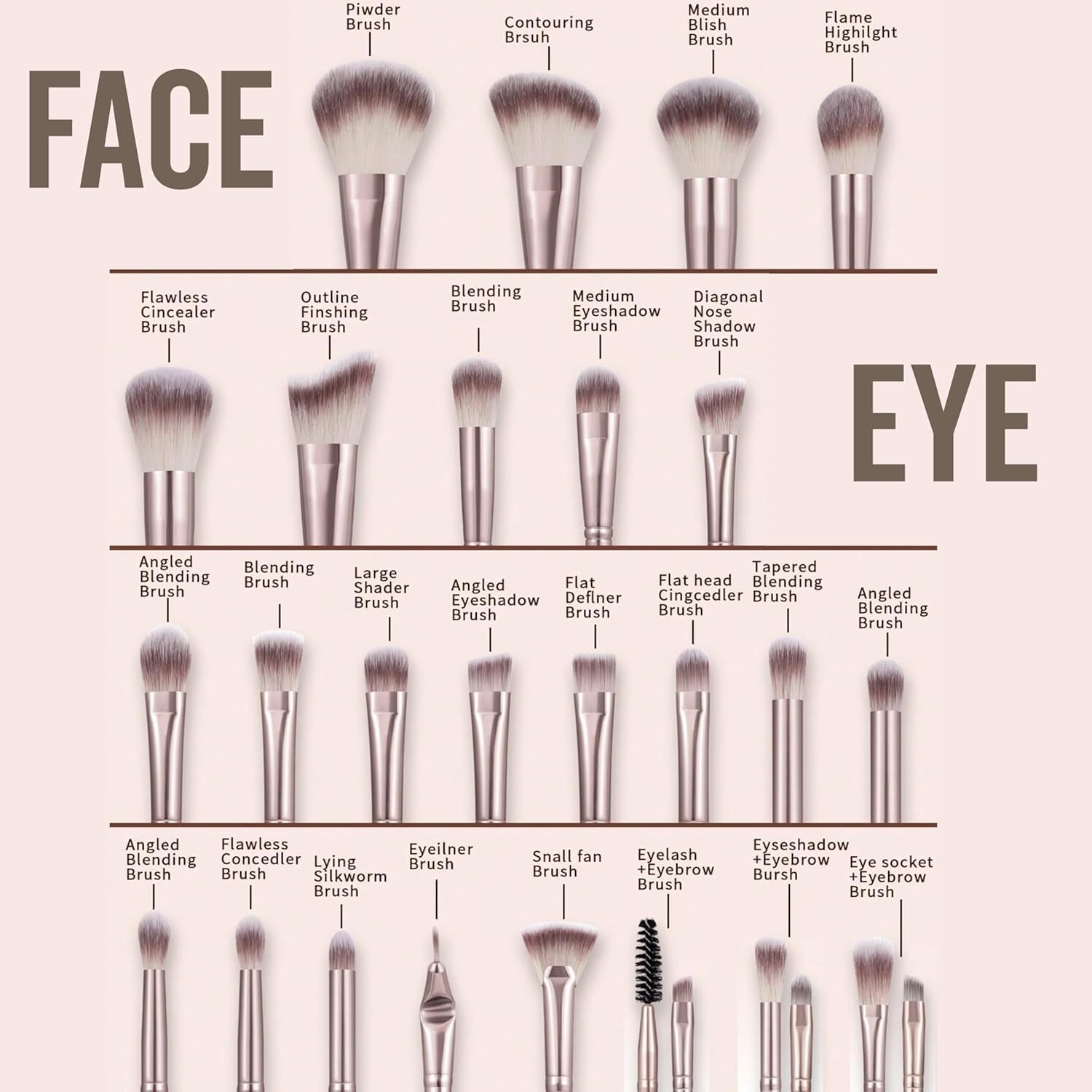 55Pcs Brown Makeup Brushes Set Professional Makeup Kit Multi-Functional Makeup Tool Set with Case Facial Makeup Accessories, Foundation Makeup Brush Kit Eye and Face Make up Brushes & Tools