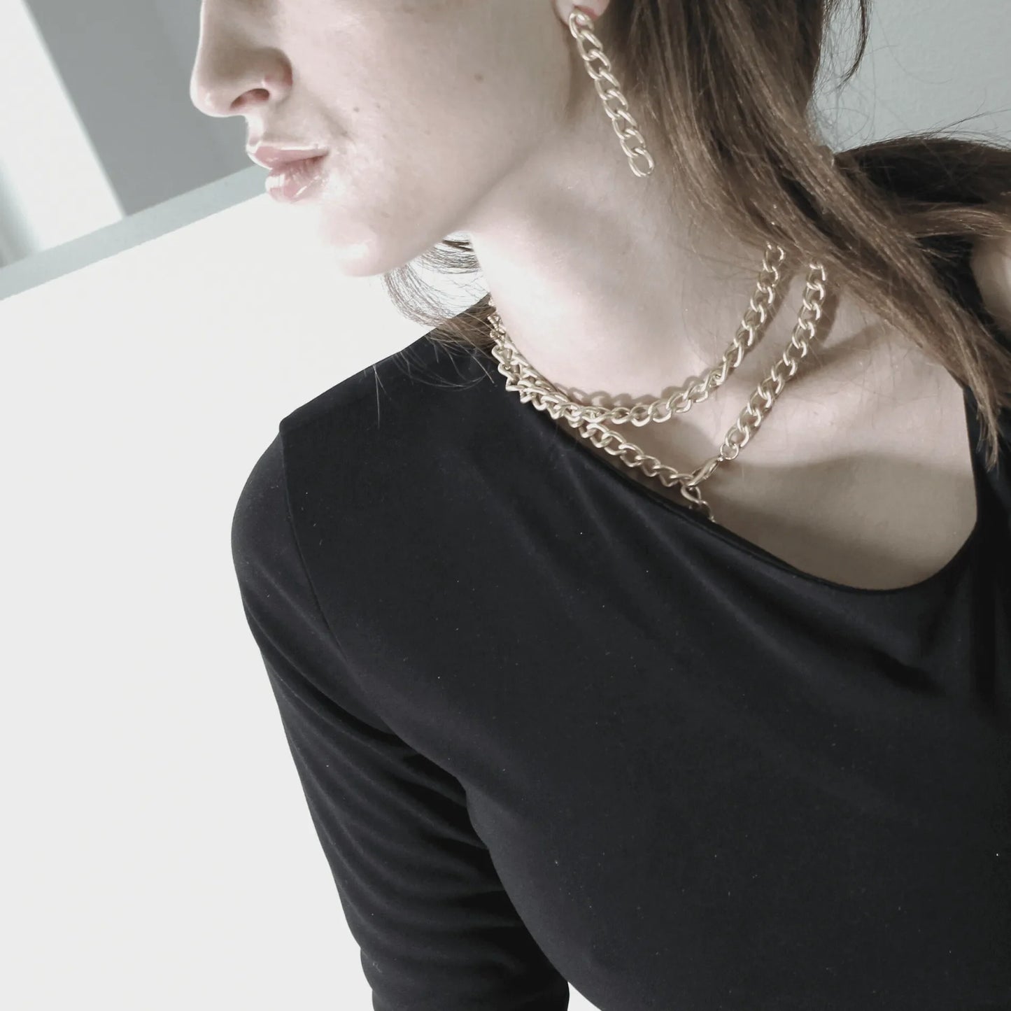 Tabitha Long Link Earring Gold Plating