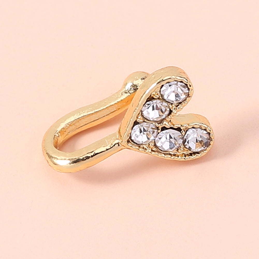 Gold rhinestone nose ring, mini crown rhinestone nose ring, piercing crown nose clip-4