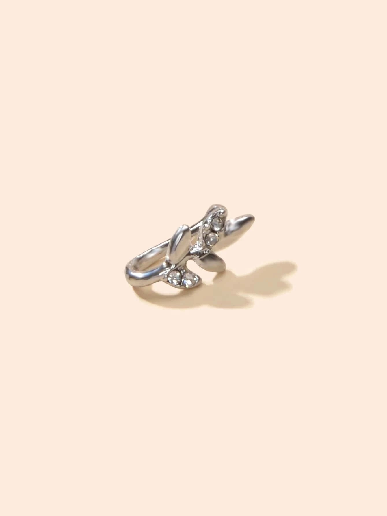 2pcs Gold Silver Rhinestone Leaf Fake Nose Ring Lip Nose Body Piercing Jewellery-3