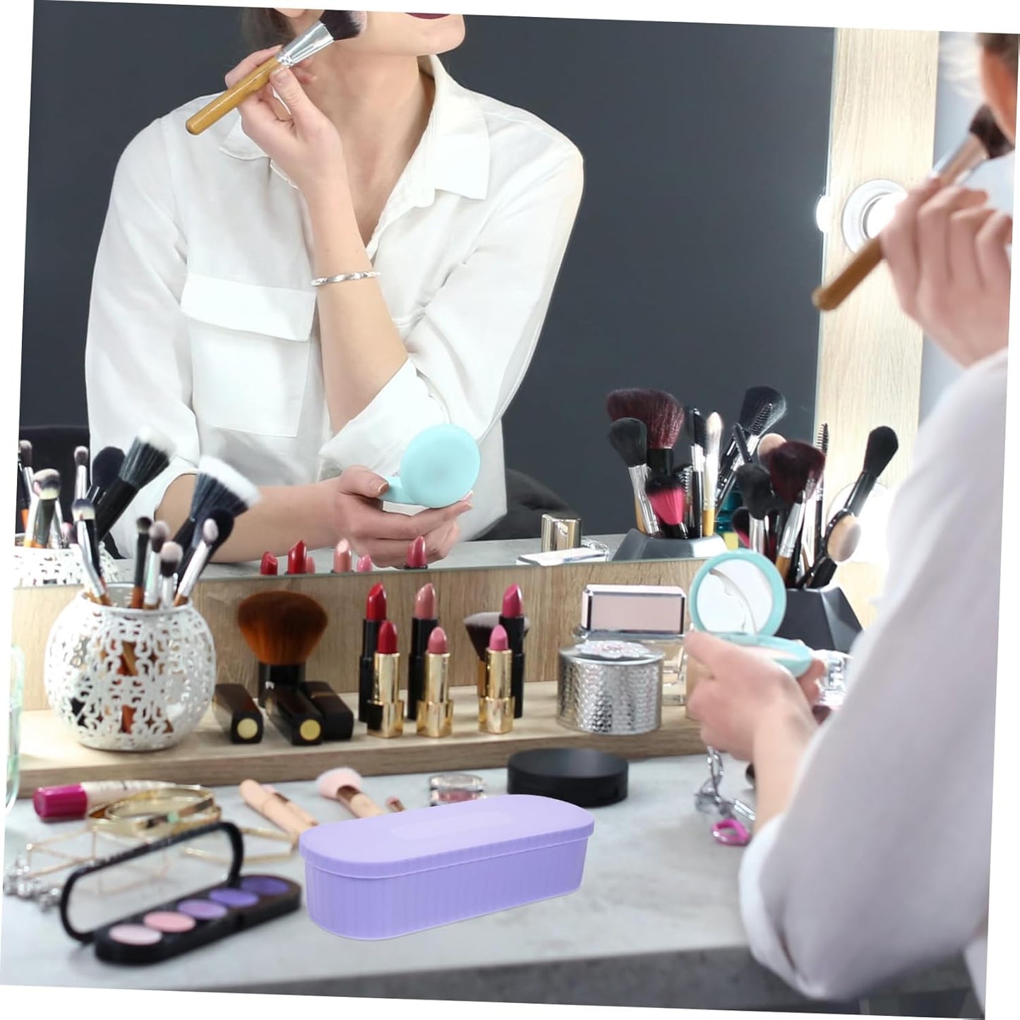 Makeup Brush Cleaning Storage Box Makeup Brush Cleaner Box for Women Home