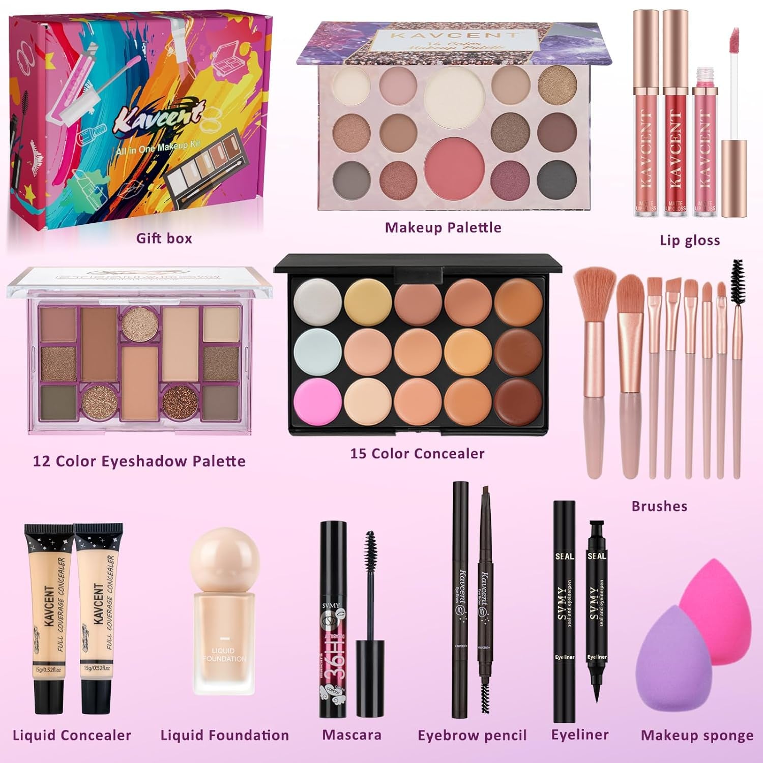 Makeup Kit for Teens Women Full Kit Makeup Set for Teens Girls Foundation Eyeshadow Palette Makeup Gift Set for Women Teenagers Christmas Makeup Kits for Teen Girls