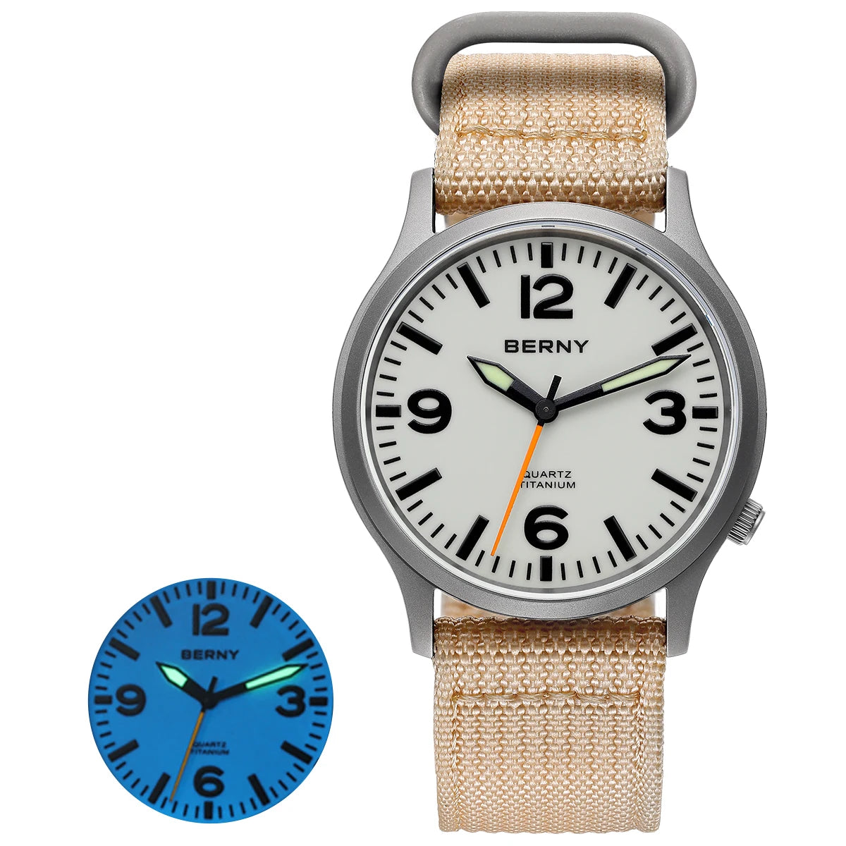 BERNY Titanium Men Watch Lightweight Super Luminous Dial Sports Quartz Watches for Men Sapphire 5AMT Waterproof Wristwatch