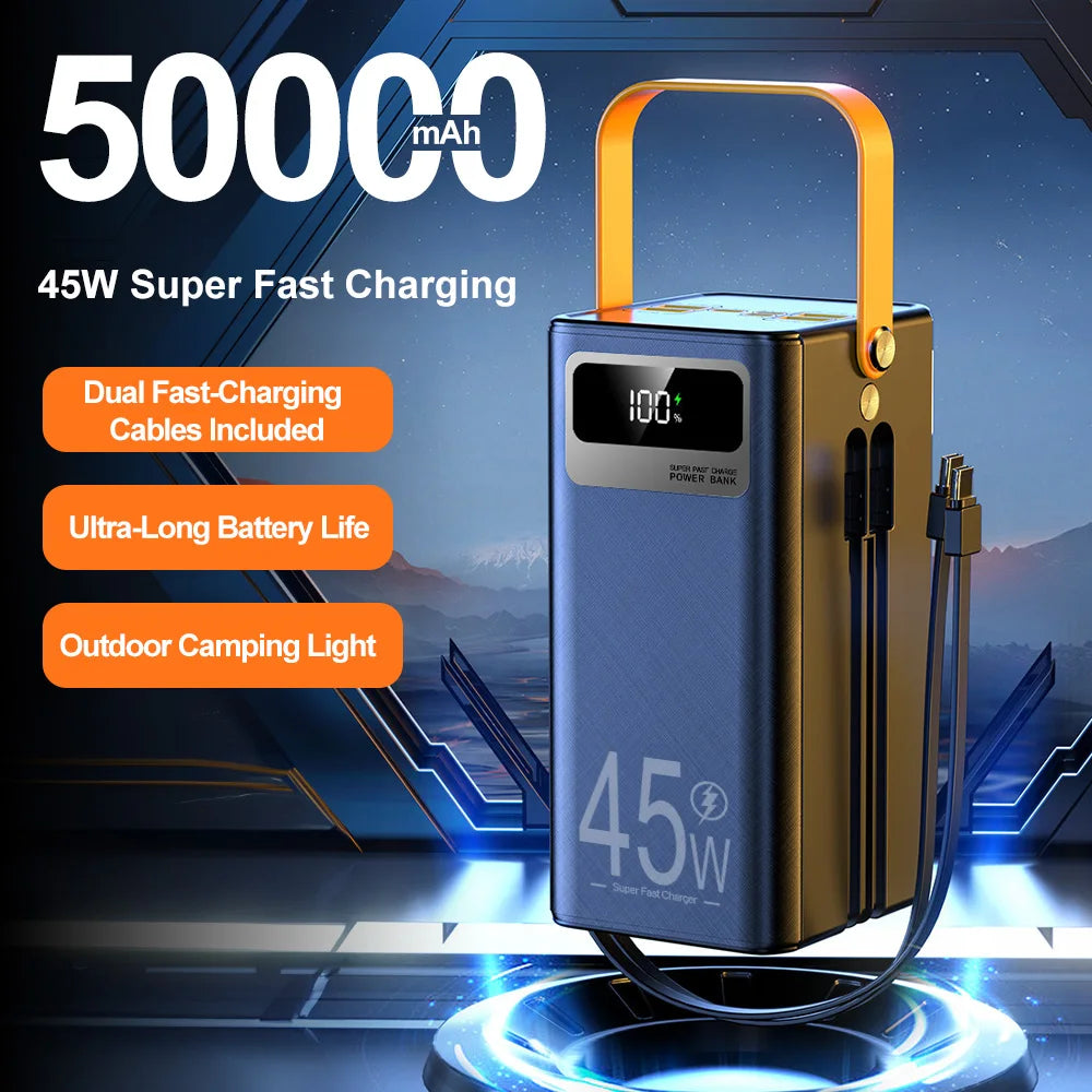 50000mAh 45W Power Bank Portable Power with LED Display Fast Charging for Laptop MacBook Tablet Mobile Phone Travel