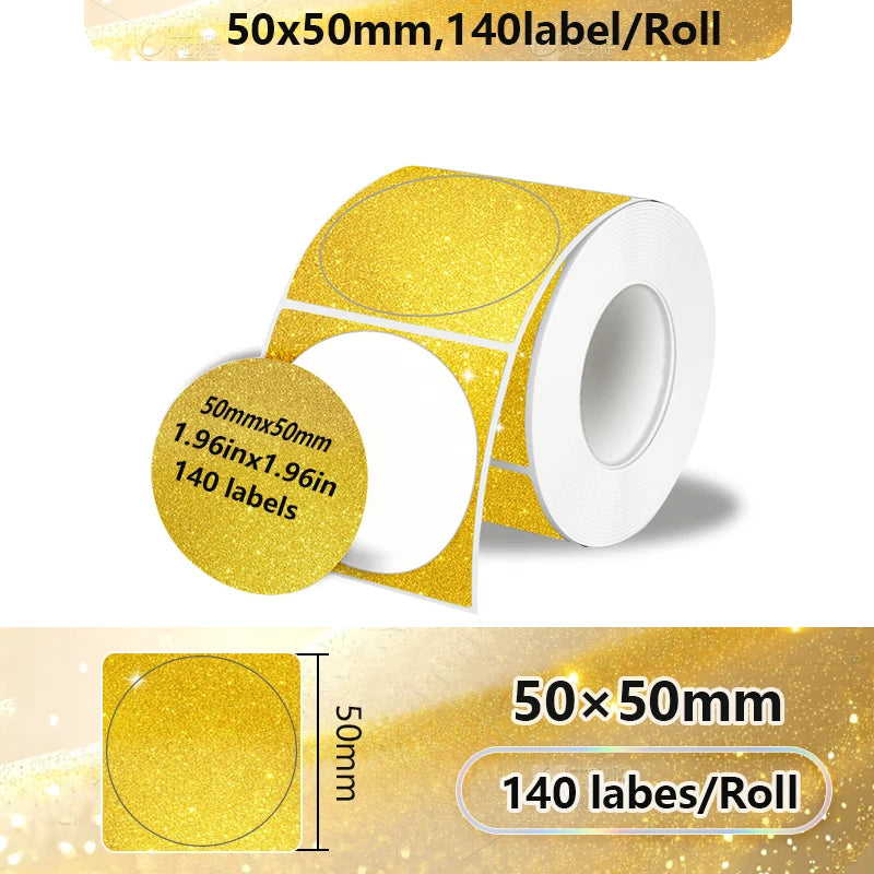 40-50mm Round Square Thermal Label Printer Sticker Self-Adhesive Thermal Paper Compatible M110 M220 M200 E210 P50 Label Printer