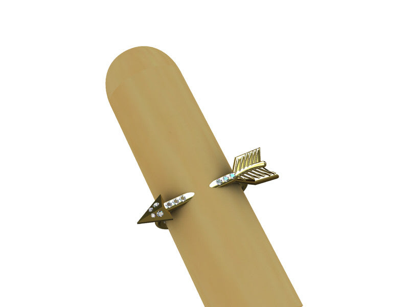 Custom Design: Illusion Piercing Arrow Ring-14K gold & diamonds-11