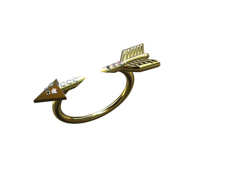 Custom Design: Illusion Piercing Arrow Ring-14K gold & diamonds-12