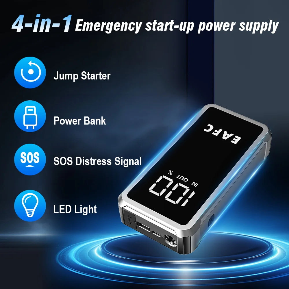 EAFC 4000A / 2000A Car Jump Starter Portable Power Bank Car Battery Booster Auxiliary Starting Device for Diesel Gas Smart Clip
