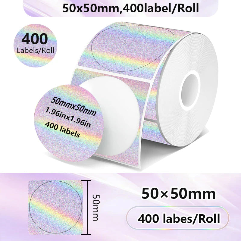 40-50mm Round Square Thermal Label Printer Sticker Self-Adhesive Thermal Paper Compatible M110 M220 M200 E210 P50 Label Printer