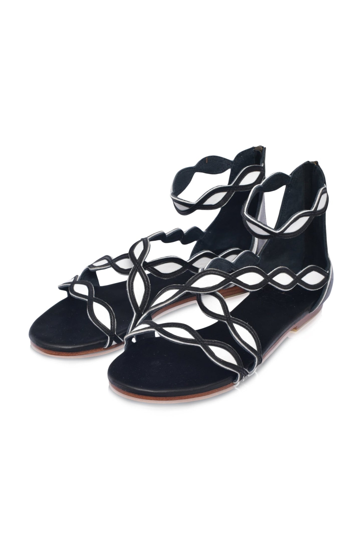 Blossom Scalloped Leather Sandals
