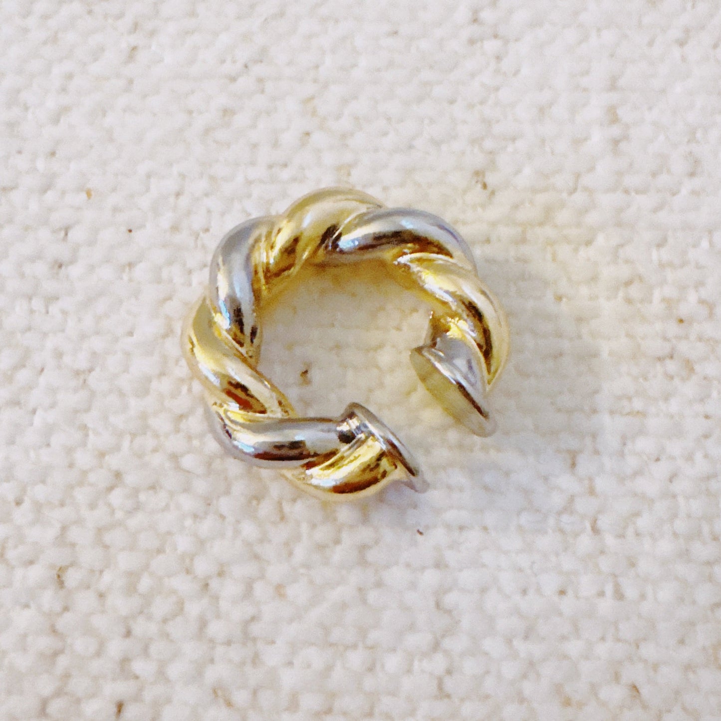 Braided Metal Ear Cuff – Twisted Gold and Silver No-Piercing Statement-0