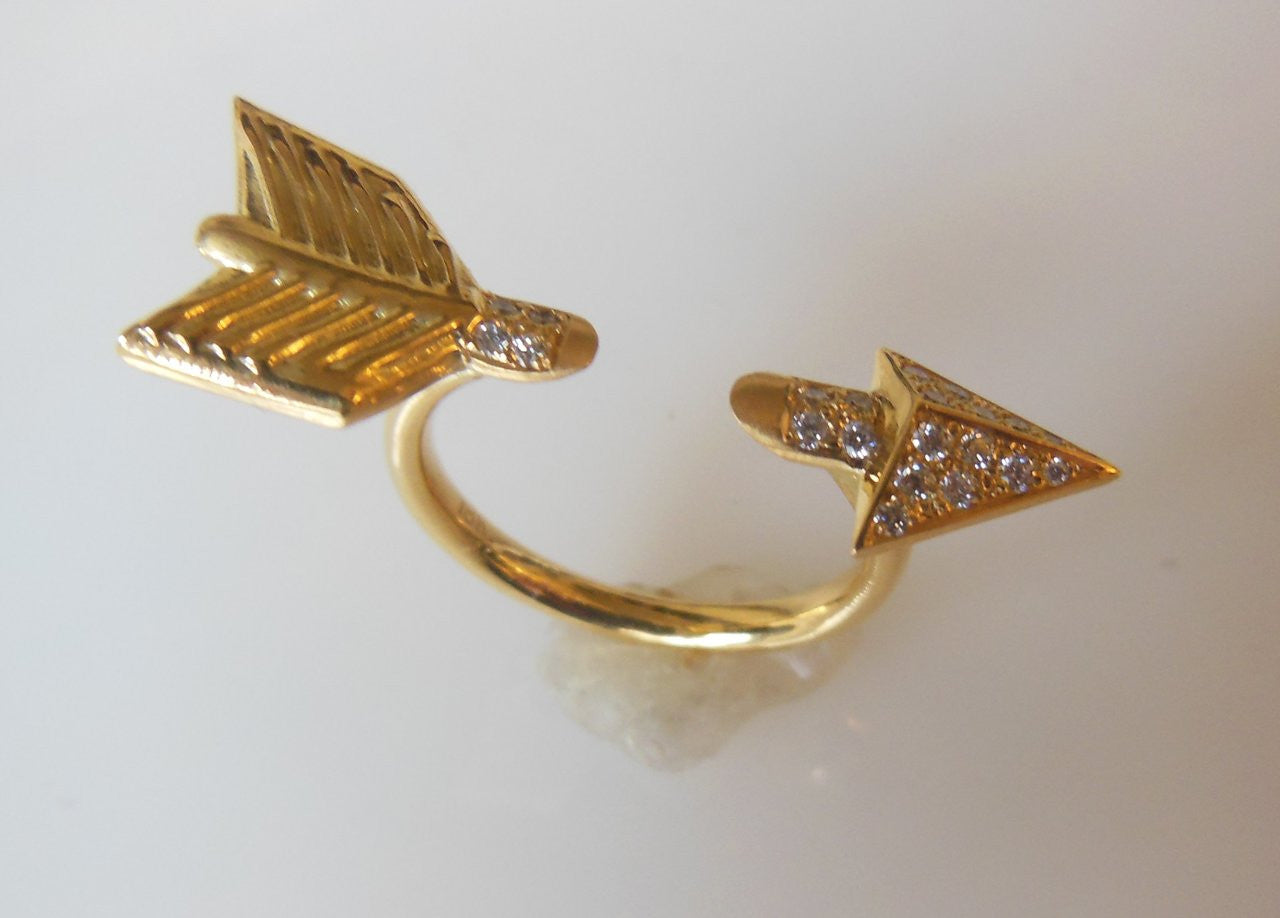 Custom Design: Illusion Piercing Arrow Ring-14K gold & diamonds-15