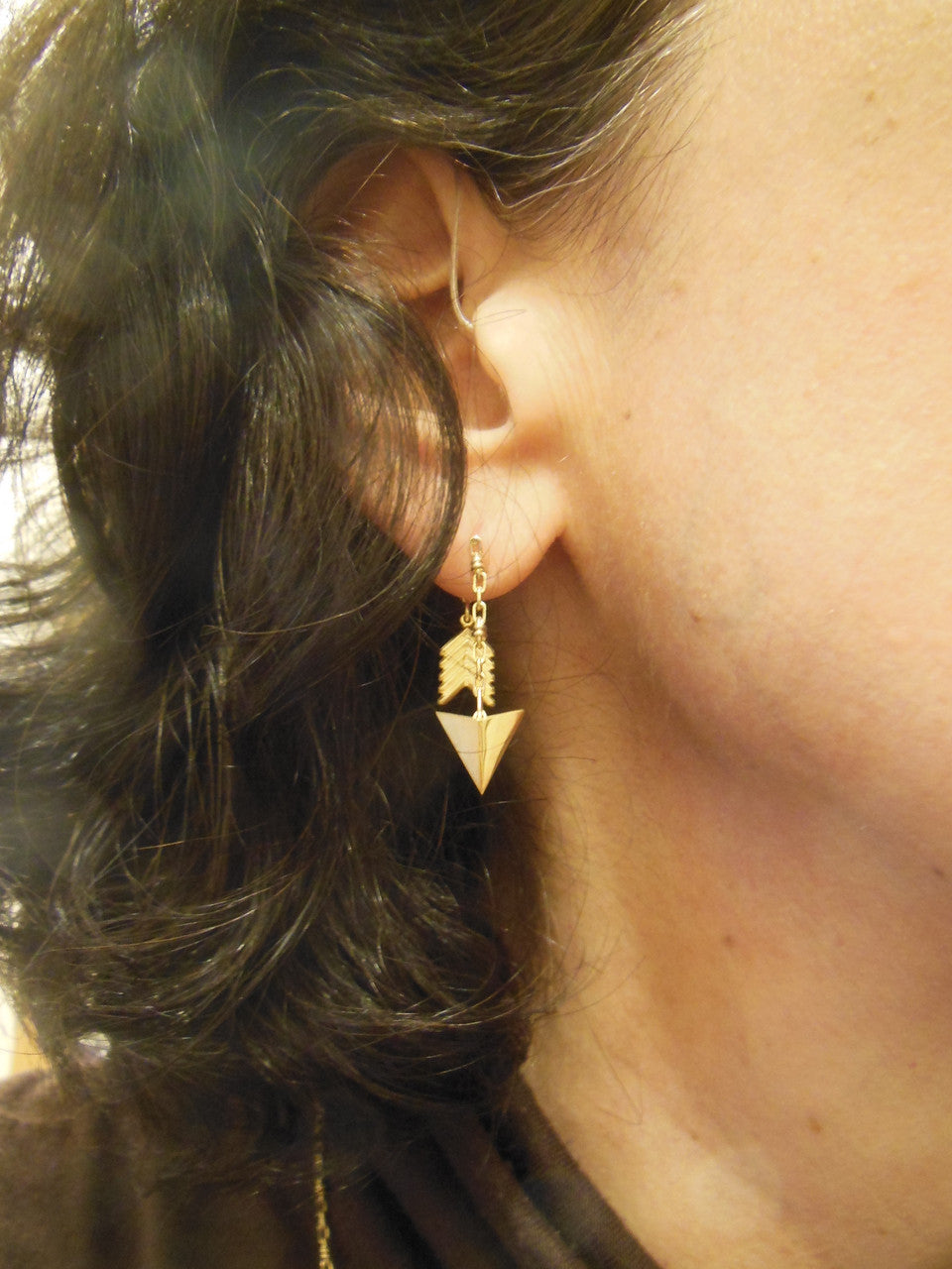 Custom Design: Illusion Piercing Arrow Earring-Sterling Silver, plate options-0