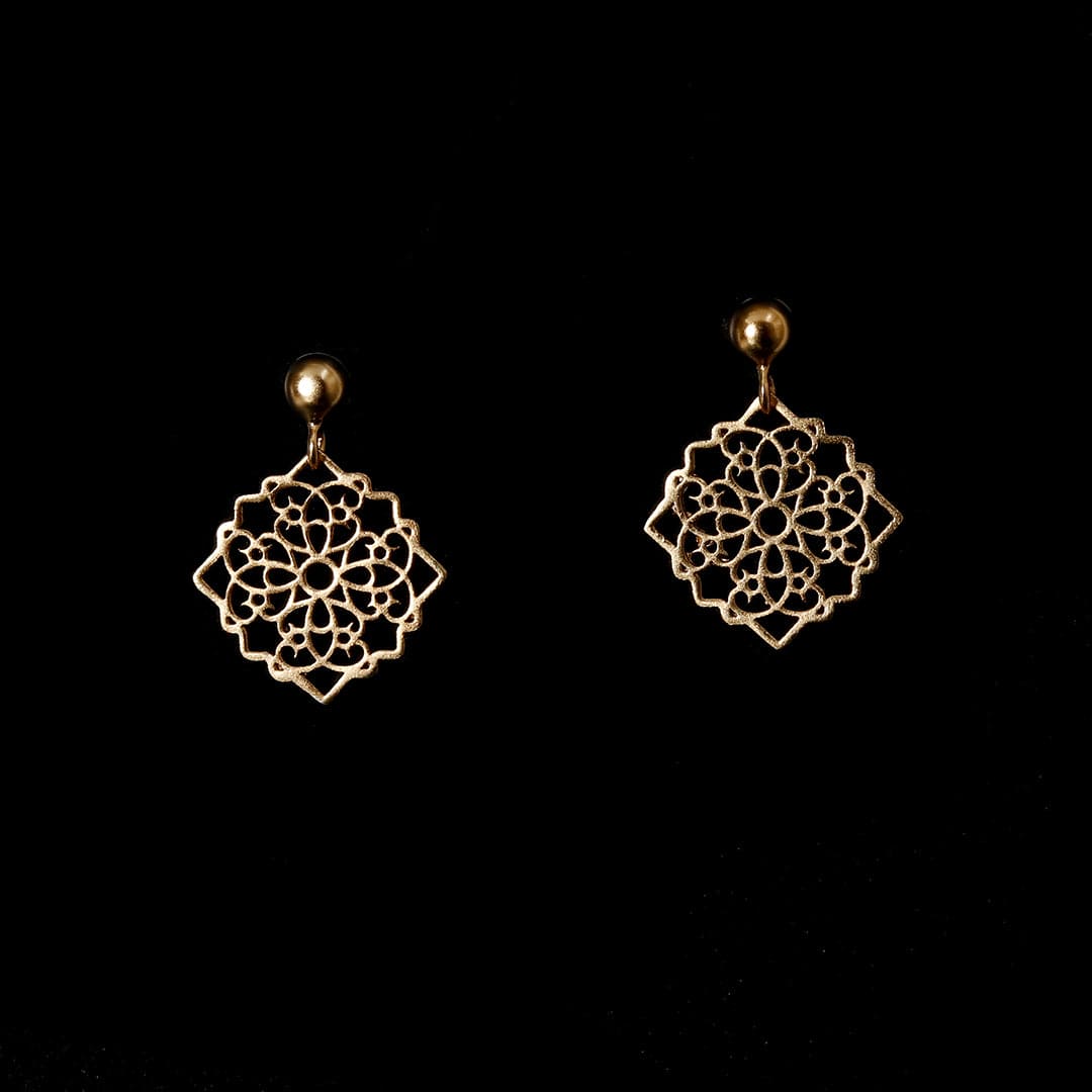 Gold-Plated Hanging Cutwork Earrings