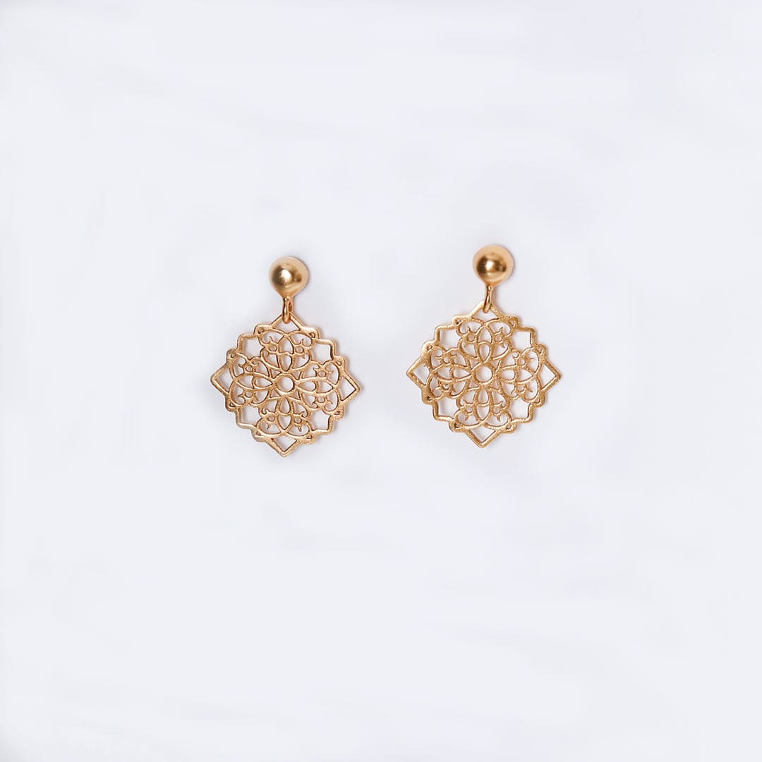 Gold-Plated Hanging Cutwork Earrings