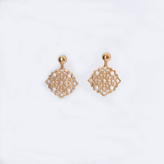 Gold-Plated Hanging Cutwork Earrings