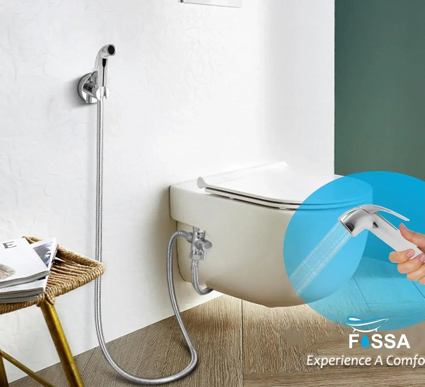 Health Faucet Bidet Sprayer Silver ABS Health Faucet with 1 Meter 304-Grade SS Hose Pipe & Hook