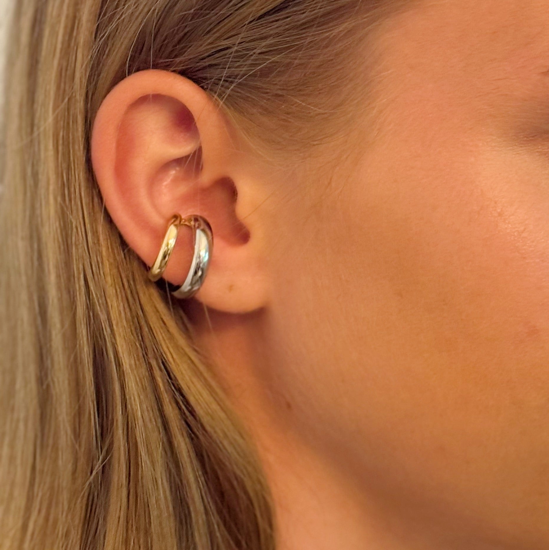 Dual Tone Ear Cuff – Sleek Gold and Silver No-Piercing Earring-1
