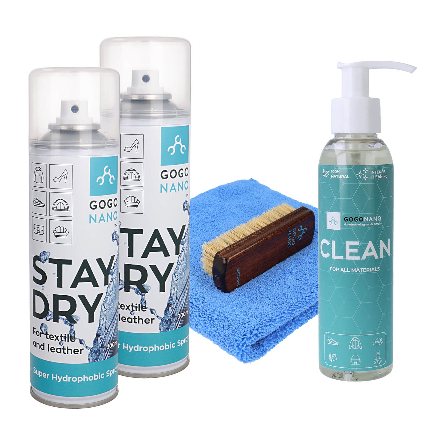 Nano Waterproof Coating &amp; Cleaning Family Pack