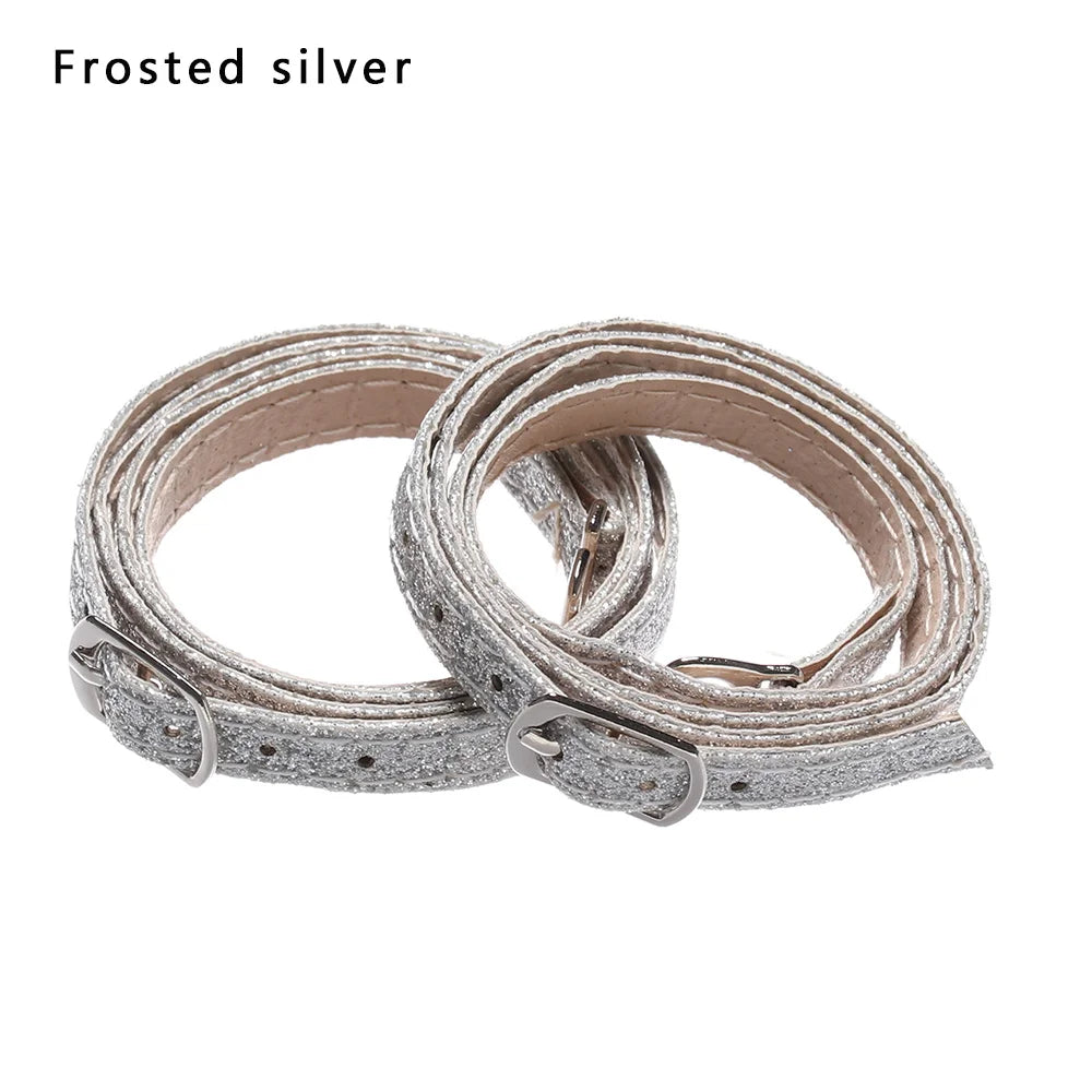 1Pair Adjustable Anti-skid Straps Shoelace For Women PU Leather High Heels Holding Metal Buckles Shoe Tie  Lace Accessories New