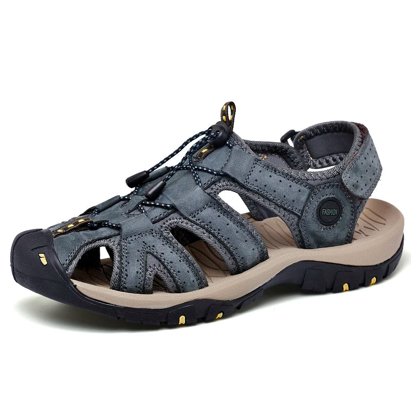 New Men Shoes Genuine Leather Men Sandals Summer Men Causal Shoes Beach Sandals Man Fashion Outdoor Casual Sneakers Size 38-47
