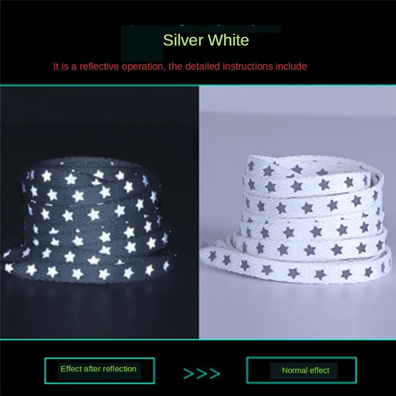 New Holographic Reflective Star Shoelaces Double-sided Reflective High-bright Luminous Flat Laces Sneakers ShoeLaces Strings