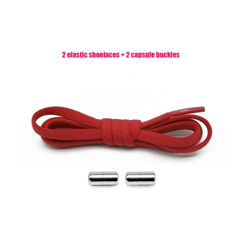 Elastic No Tie Shoelaces Semicircle Shoe Laces For Kids and Adult Sneakers Shoelace Quick Lazy Metal Lock Strings Rope Round