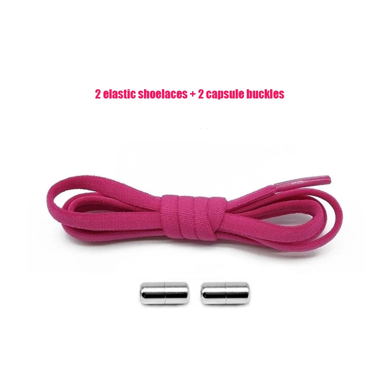 Elastic No Tie Shoelaces Semicircle Shoe Laces For Kids and Adult Sneakers Shoelace Quick Lazy Metal Lock Strings Rope Round