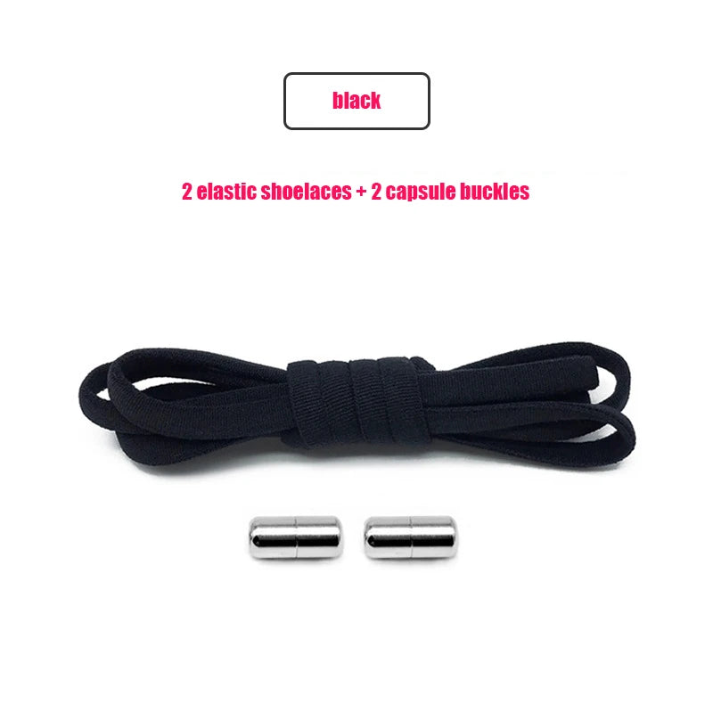 Elastic No Tie Shoelaces Semicircle Shoe Laces For Kids and Adult Sneakers Shoelace Quick Lazy Metal Lock Strings Rope Round