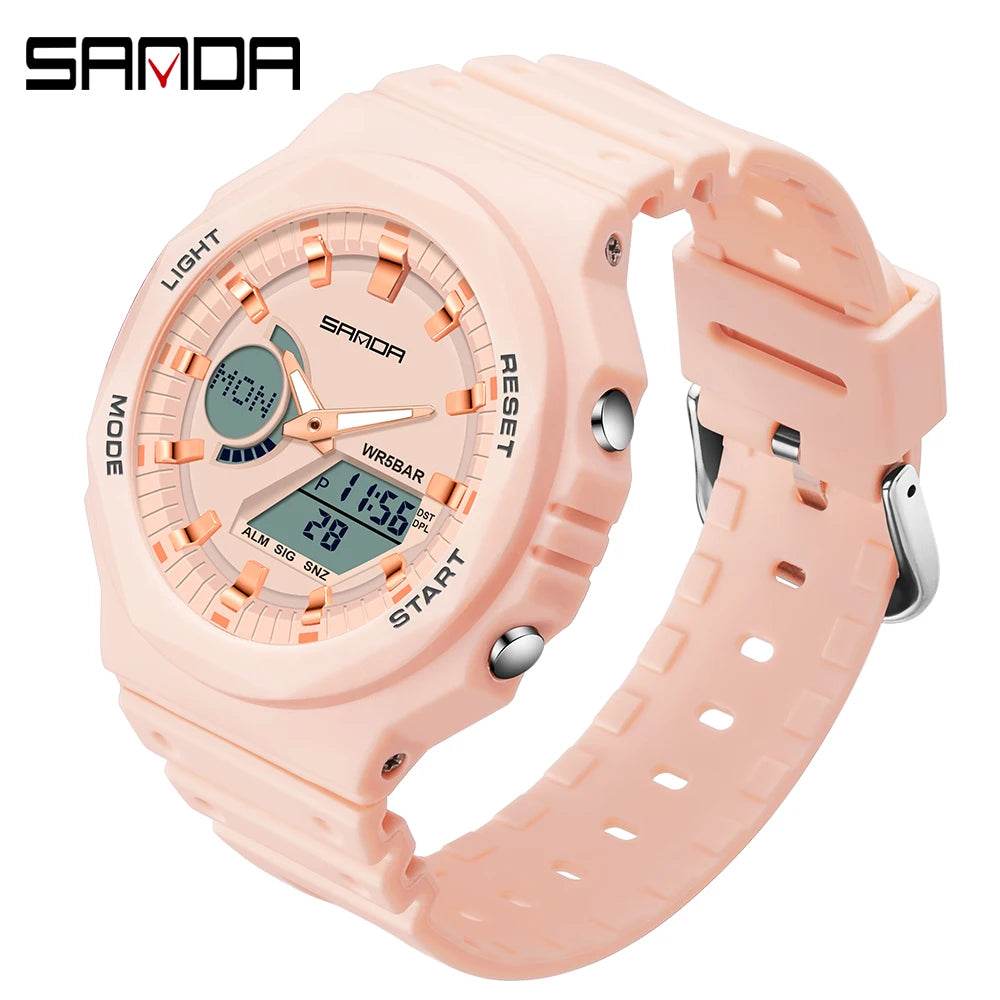 SANDA 2022 New Fashion Casual Quartz Women's Watches Luxury Digital Women Watch 5ATM Waterproof Female Clock Relogio Feminino