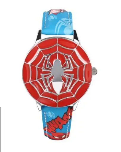 Marvel spiderman Kids watch Captain America ironman children's watches Leather Quartz Flip Metal Case Watches Boys Clock gifts