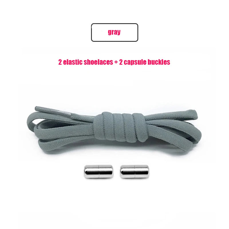 Elastic No Tie Shoelaces Semicircle Shoe Laces For Kids and Adult Sneakers Shoelace Quick Lazy Metal Lock Strings Rope Round
