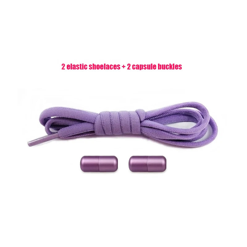 Elastic No Tie Shoelaces Semicircle Shoe Laces For Kids and Adult Sneakers Shoelace Quick Lazy Metal Lock Strings Rope Round