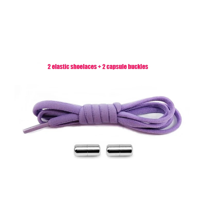 Elastic No Tie Shoelaces Semicircle Shoe Laces For Kids and Adult Sneakers Shoelace Quick Lazy Metal Lock Strings Rope Round