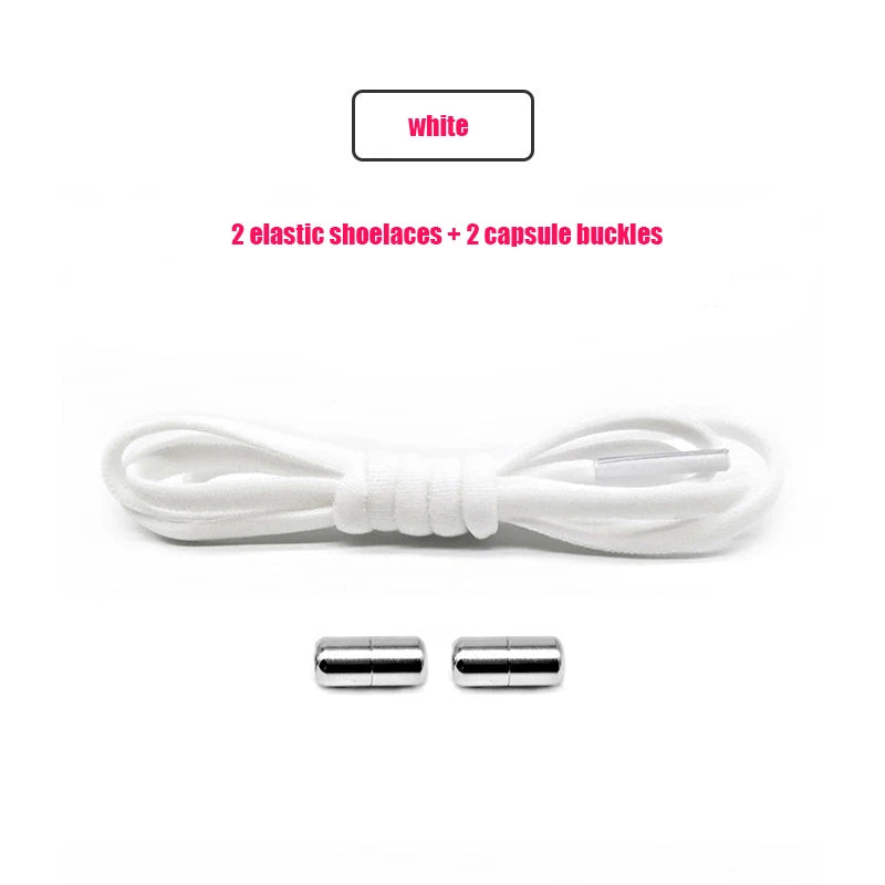 Elastic No Tie Shoelaces Semicircle Shoe Laces For Kids and Adult Sneakers Shoelace Quick Lazy Metal Lock Strings Rope Round