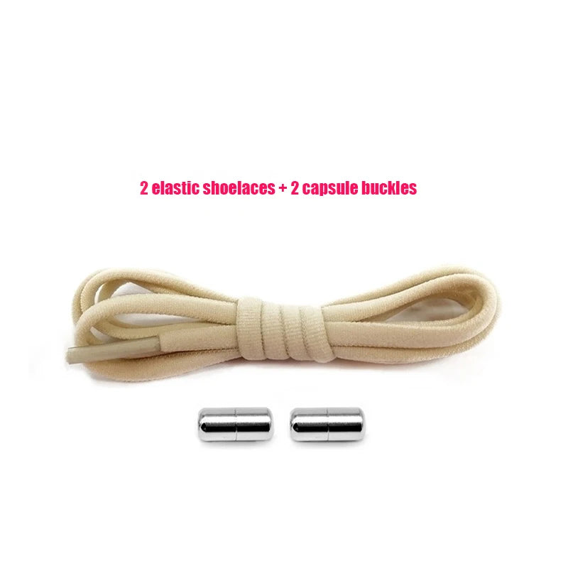 Elastic No Tie Shoelaces Semicircle Shoe Laces For Kids and Adult Sneakers Shoelace Quick Lazy Metal Lock Strings Rope Round