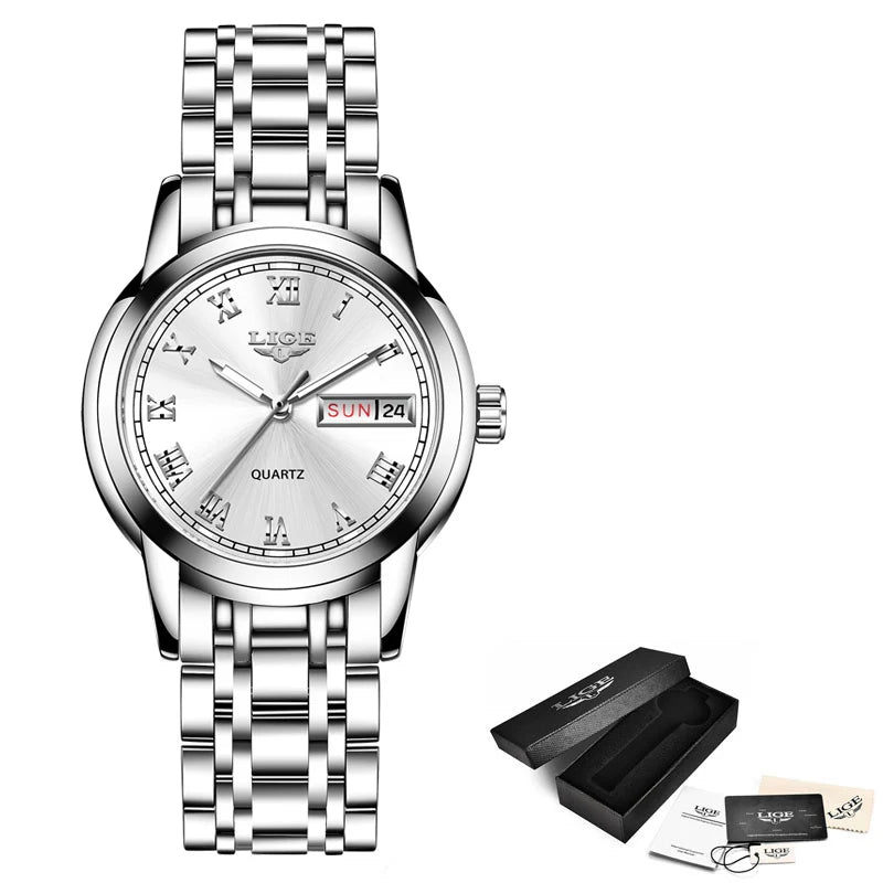 LIGE 2025 New Gold Watch Women Watches Ladies Creative Steel Women's Bracelet Watches Female Waterproof Clock Relogio Feminino