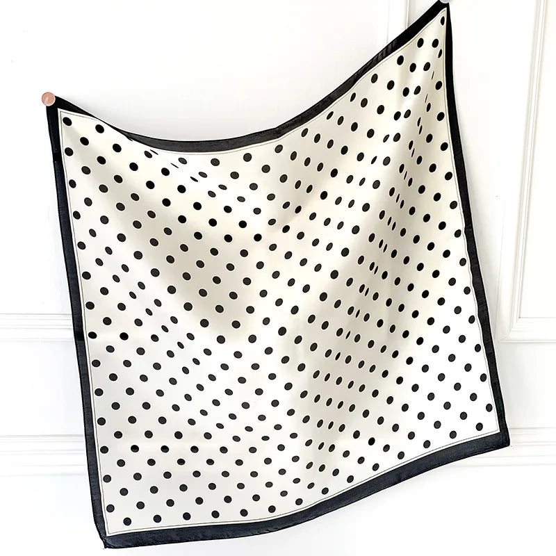 2025 Luxury Square Silk Scarf Women Luxury Polka Dot Shawls and Wraps Fashion Small Bag Scarves Hair Tie Bandanas Hijab 70*70Cm