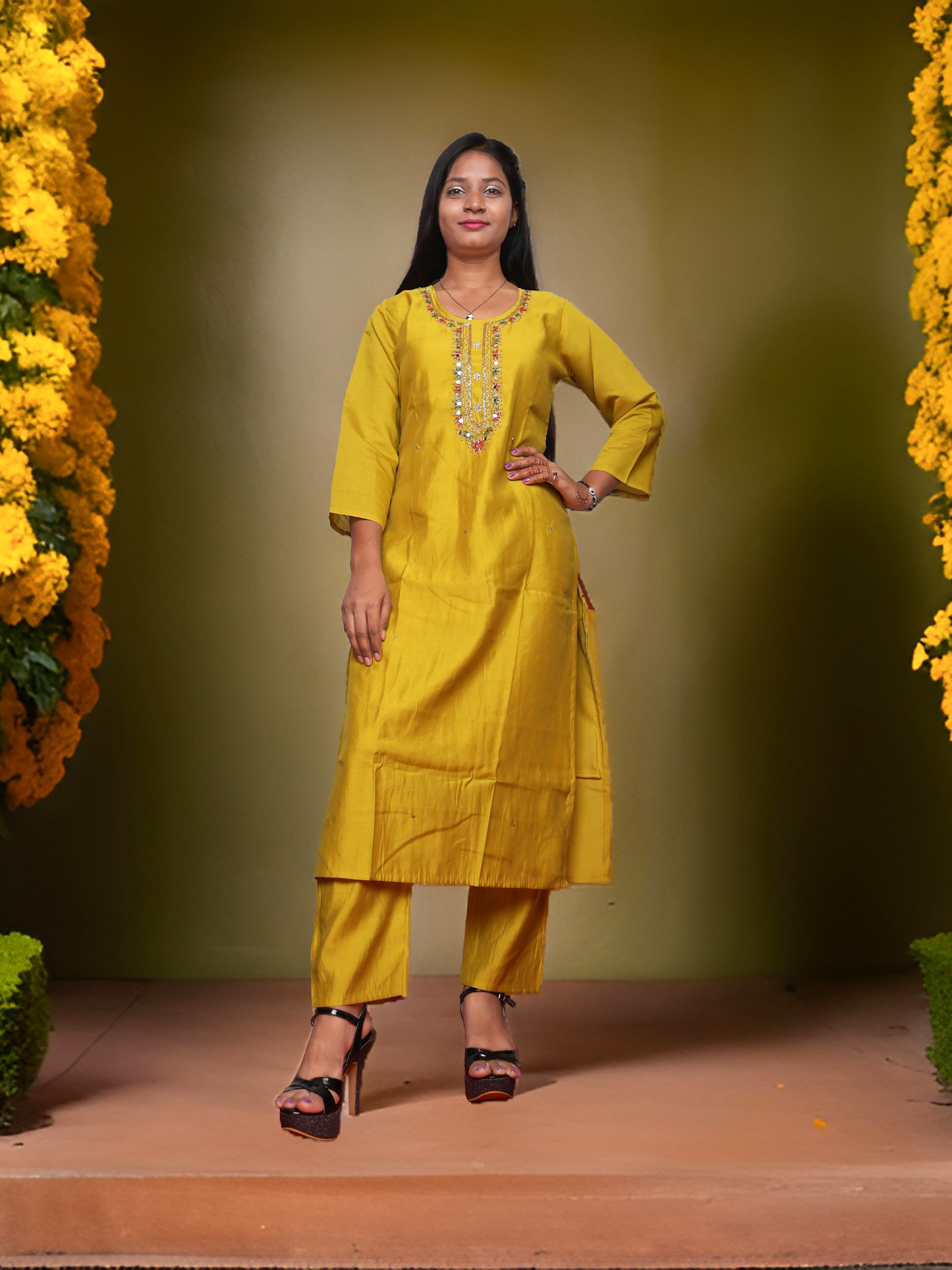 Women's Cotton Kurta-Pant, and Dupatta Set