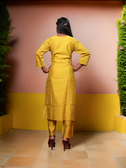 Women's Cotton Kurta-Pant, and Dupatta Set