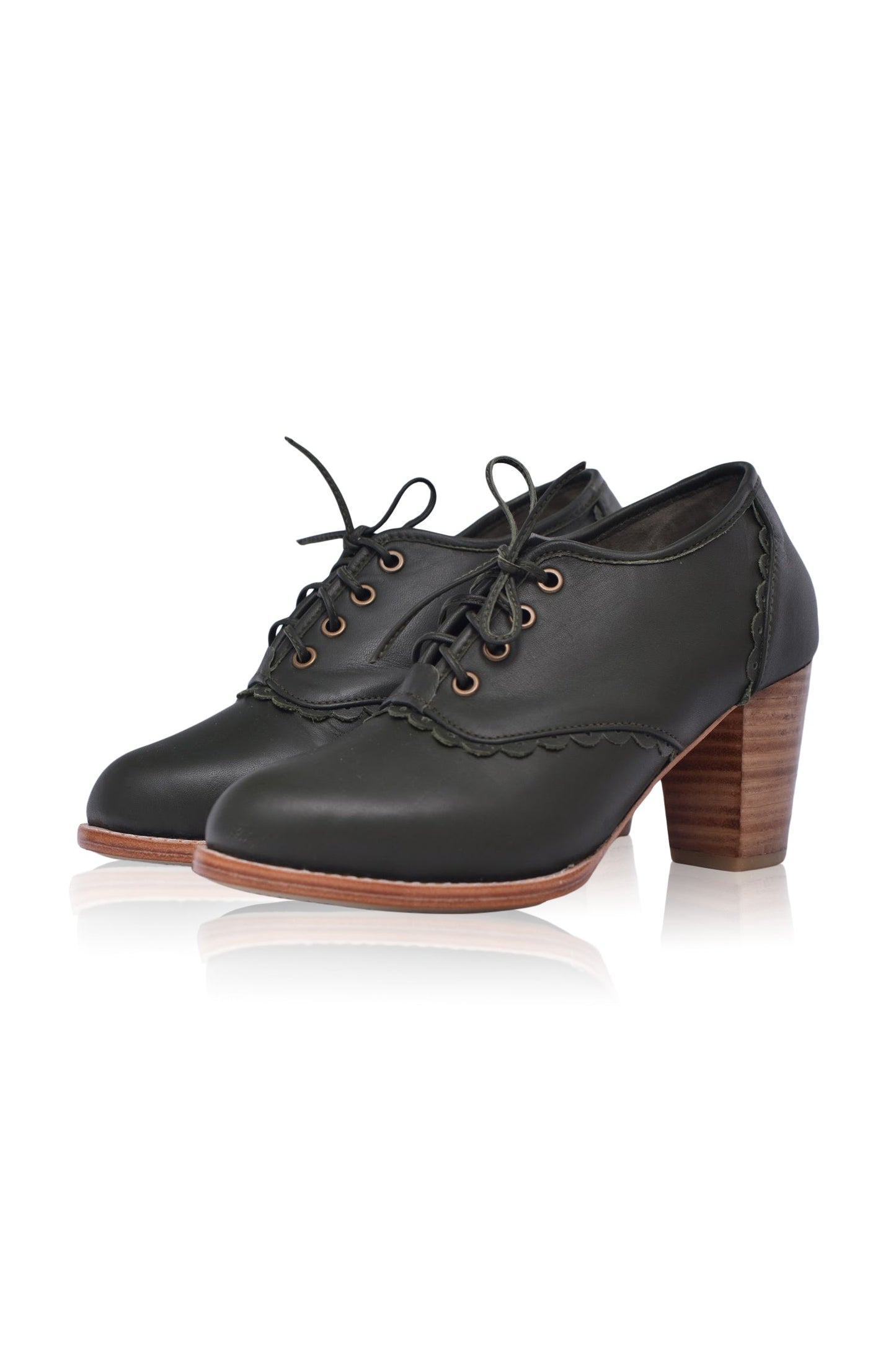 Lace Oxford Leather Heels